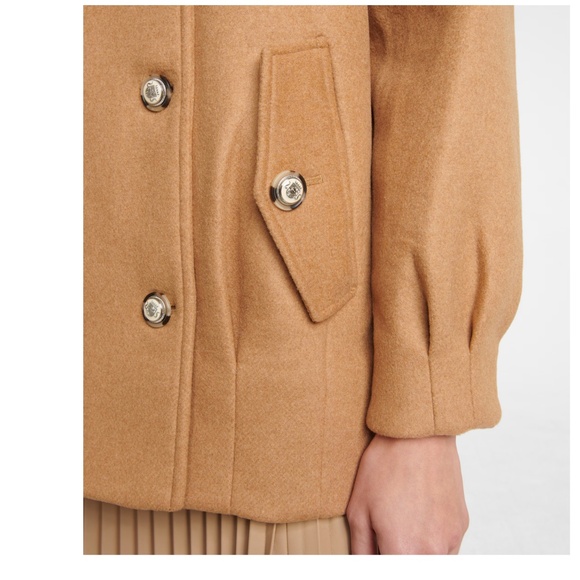 $1112 Veronica Beard Cassie Double-breasted Wool-blend Coat In Brown Beige - Picture 5 of 11